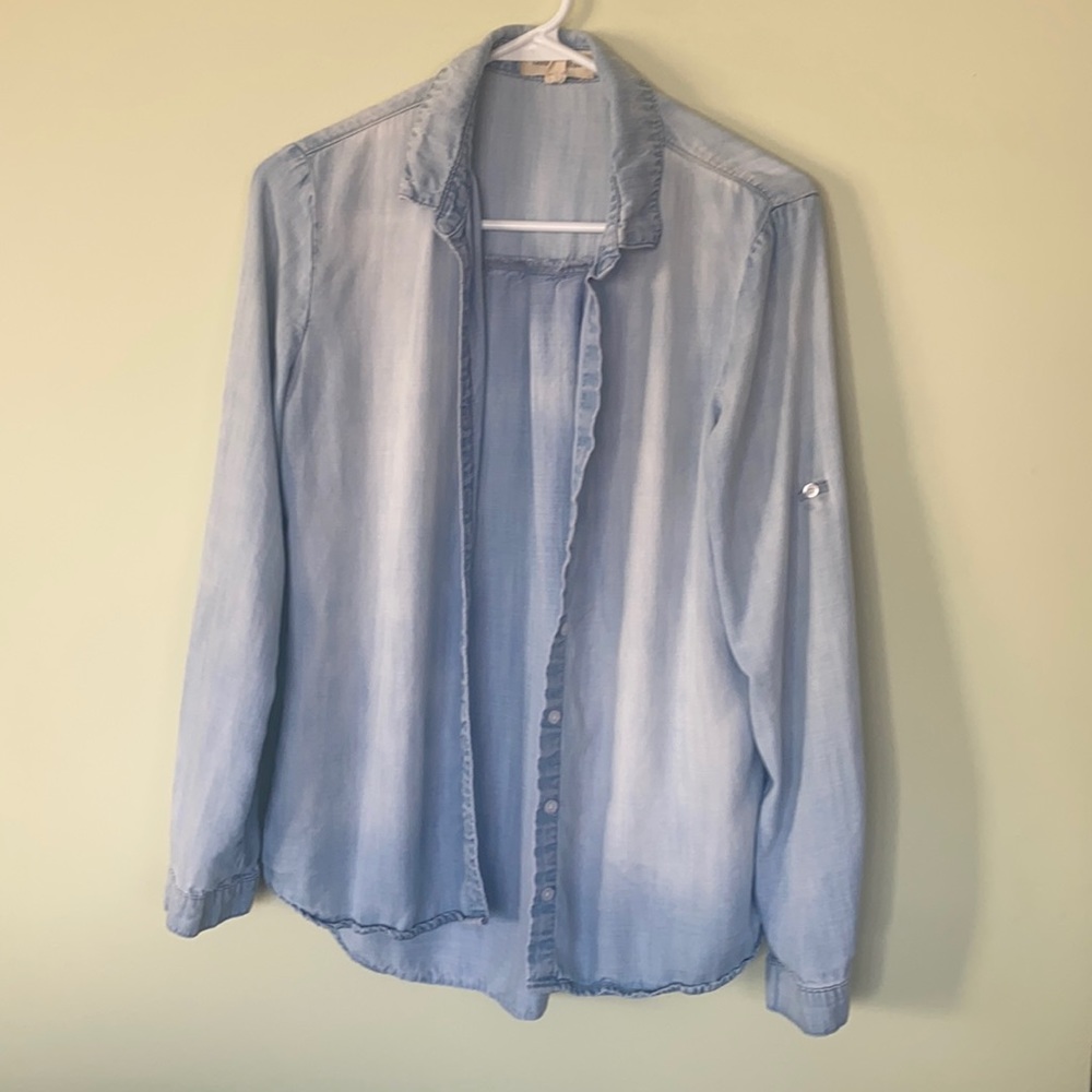 cloth & stone Light Wash Gradient Denim Button-Down Shirt